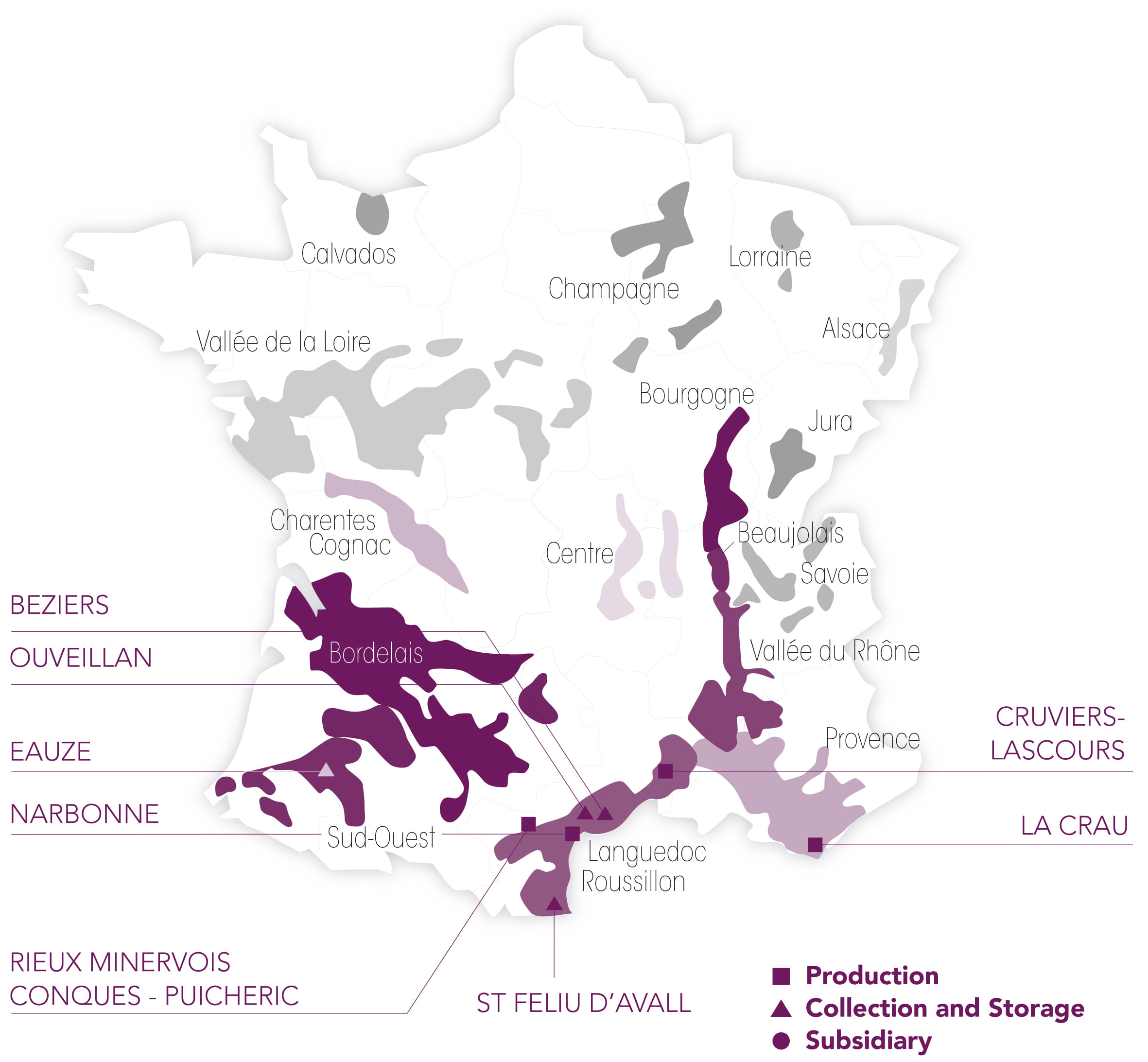 Map of production by GrapSud